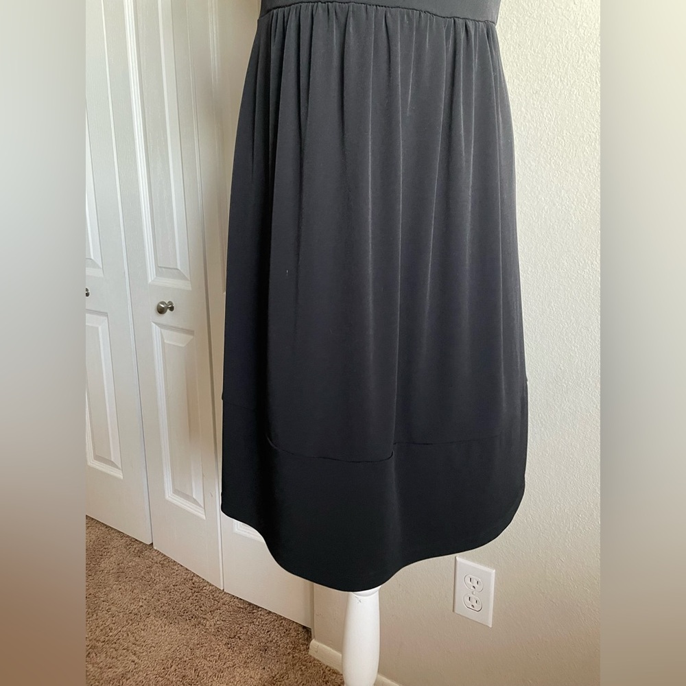 WHBM Liquid Knit Halter Dress Womens S Black Slinky Polished Pleated Career Goth - Picture 3 of 9